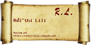 Réthi Lili névjegykártya